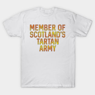 Member of Scotland's Tartan Army, Scottish Lion Rampant Coloured Tartan, Scottish Football Slogan T-Shirt